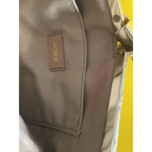 J Crew Collection Womens Faux Leather Gold Lamé Hinge Clutch Handbag Wallet - Picture 9 of 10